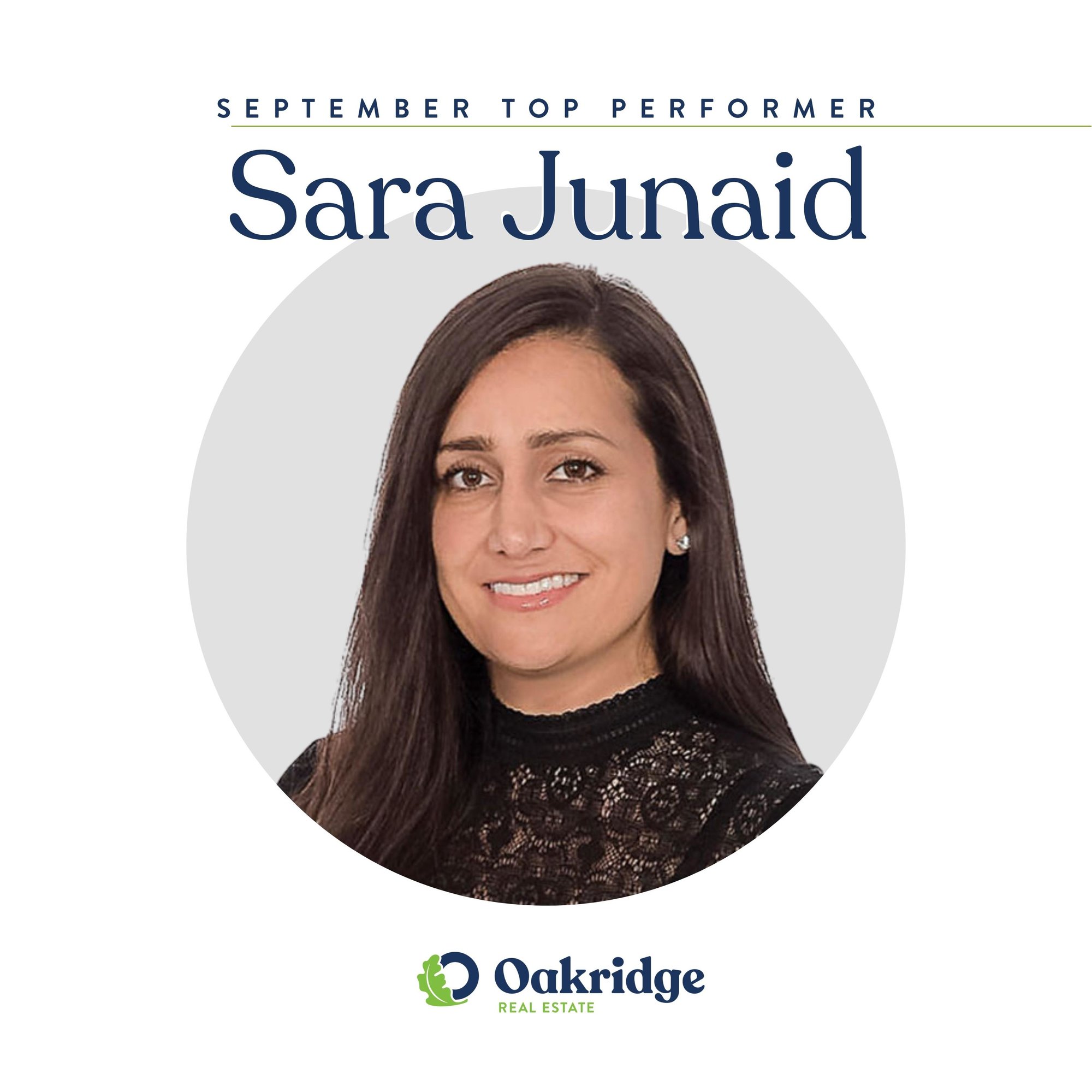 Sara Junaid September Top Performer | Oakridge Real Estate